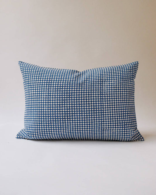Rekha - Hand Block-printed Linen Pillowcase (Indigo)