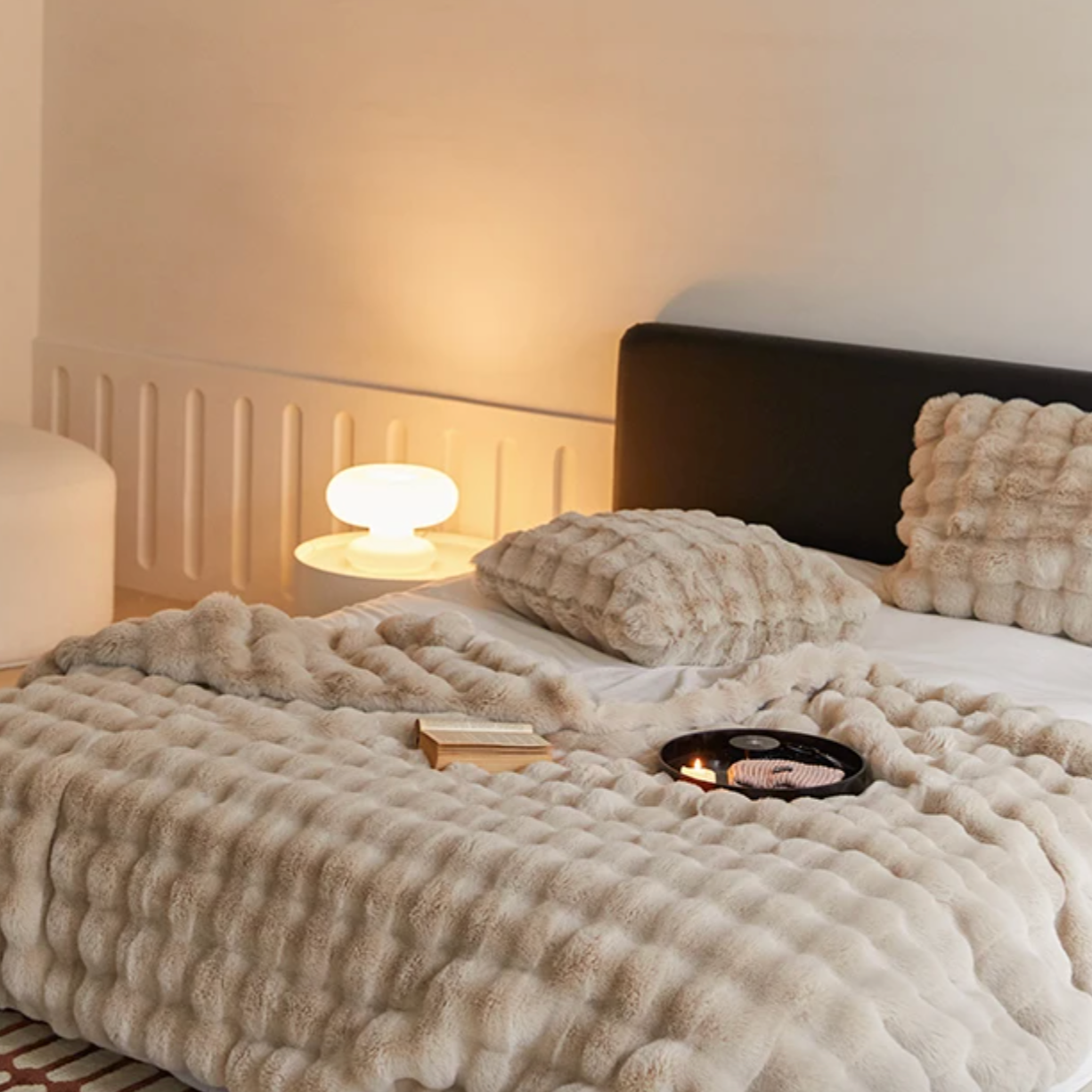 Luxe Faux Fur Throw Blanket - White